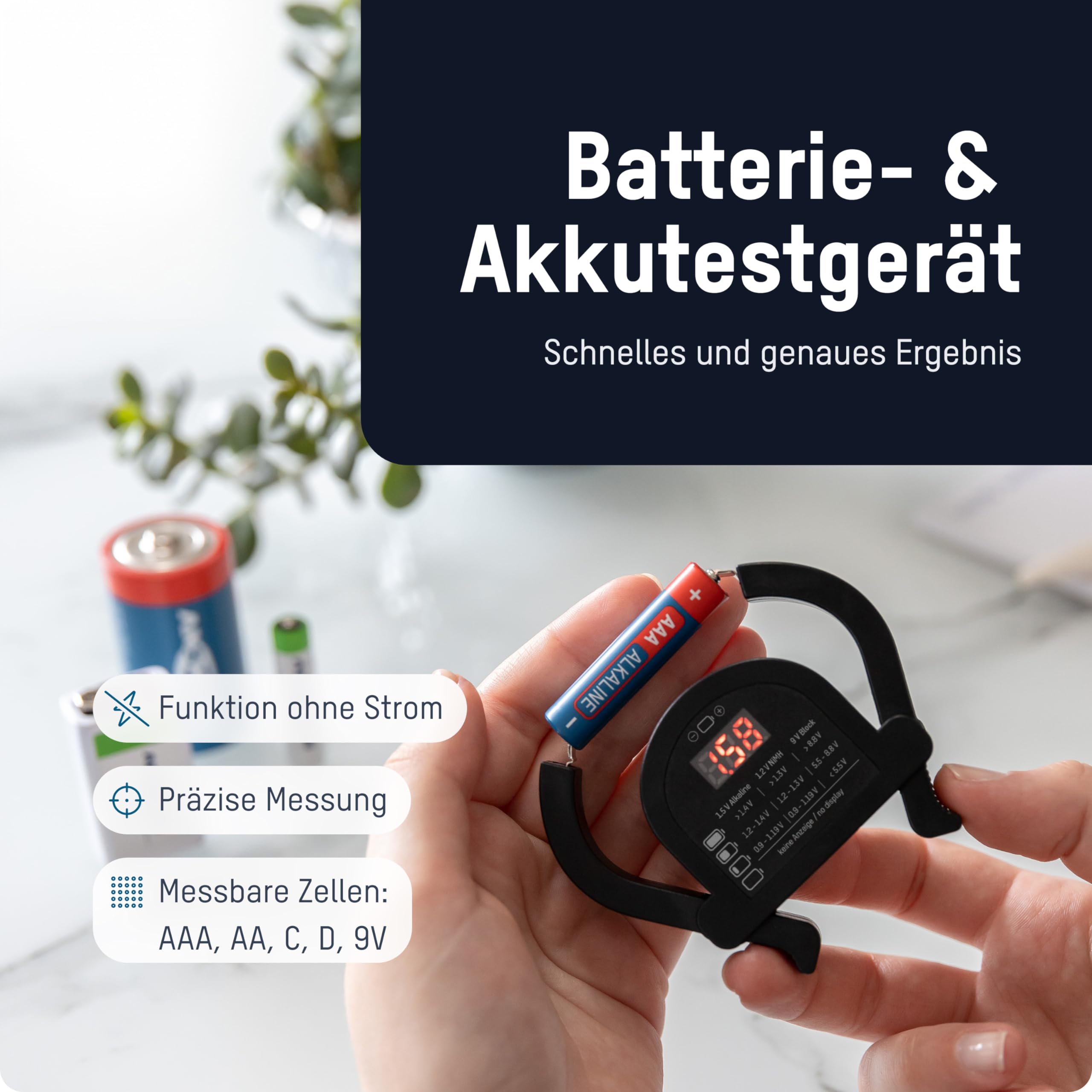 ANSMANN Scatola per batterie con tester 48 batterie 20x Micro AAA 24x stilo AA 4x 9V Organizer portatile