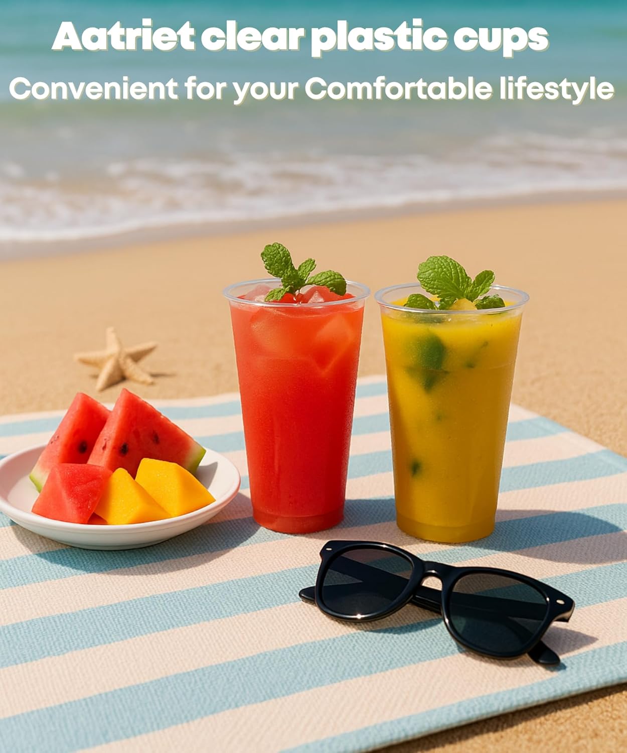 Aatriet 100 Pack 24 oz Clear Plastic Cups, 24oz Clear Disposable Punch Cups Wine Glasses, Sturdy Recylable Drinking Cup for Wedding Party, Cocktail Cup, Plastic Tumblers for Cold Drinks - Image 6