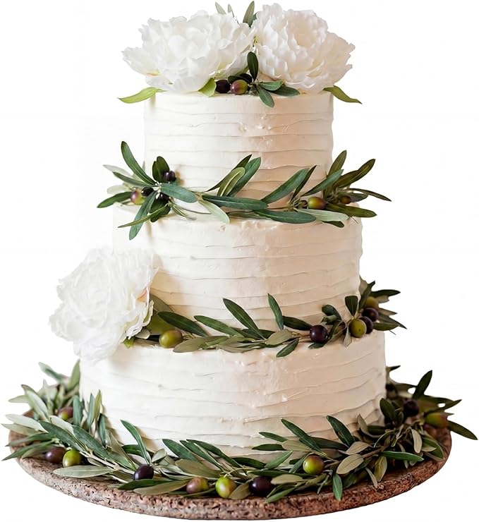 Gemscream 6 Pcs Artificial Olive Branches Cake Decor Olive Leaf