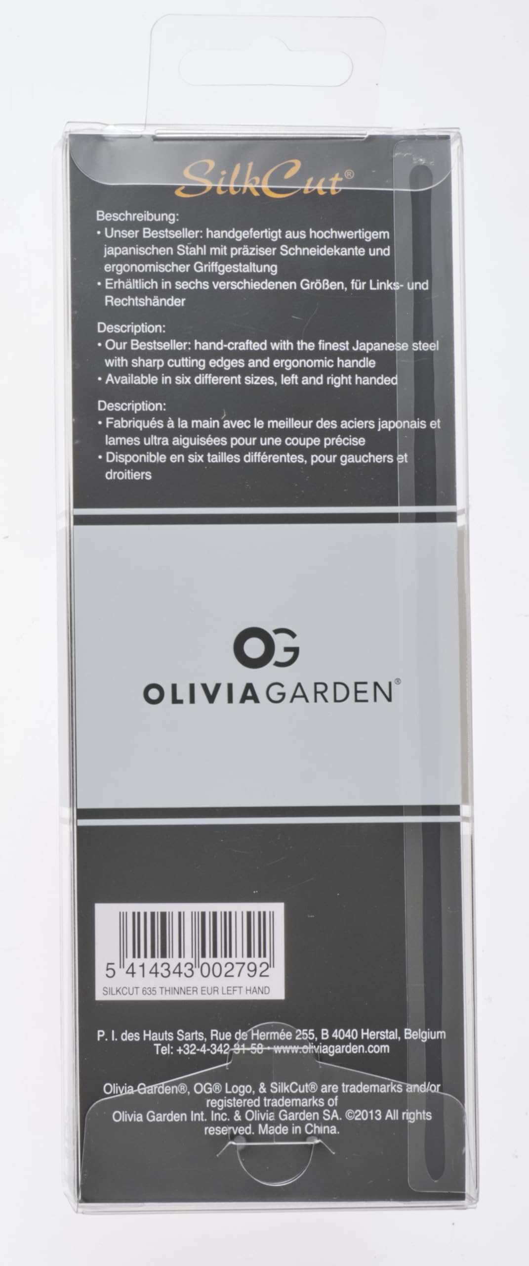 Olivia Garden Silkcut 6.0" 35 zębów Europejskie Cienkie Nożyczki - Nożyczki dla Leworęcznych - Precyzyjne Cienienie, Ergonomiczny Uchwyt, dla Profesjonalnych Fryzjerów