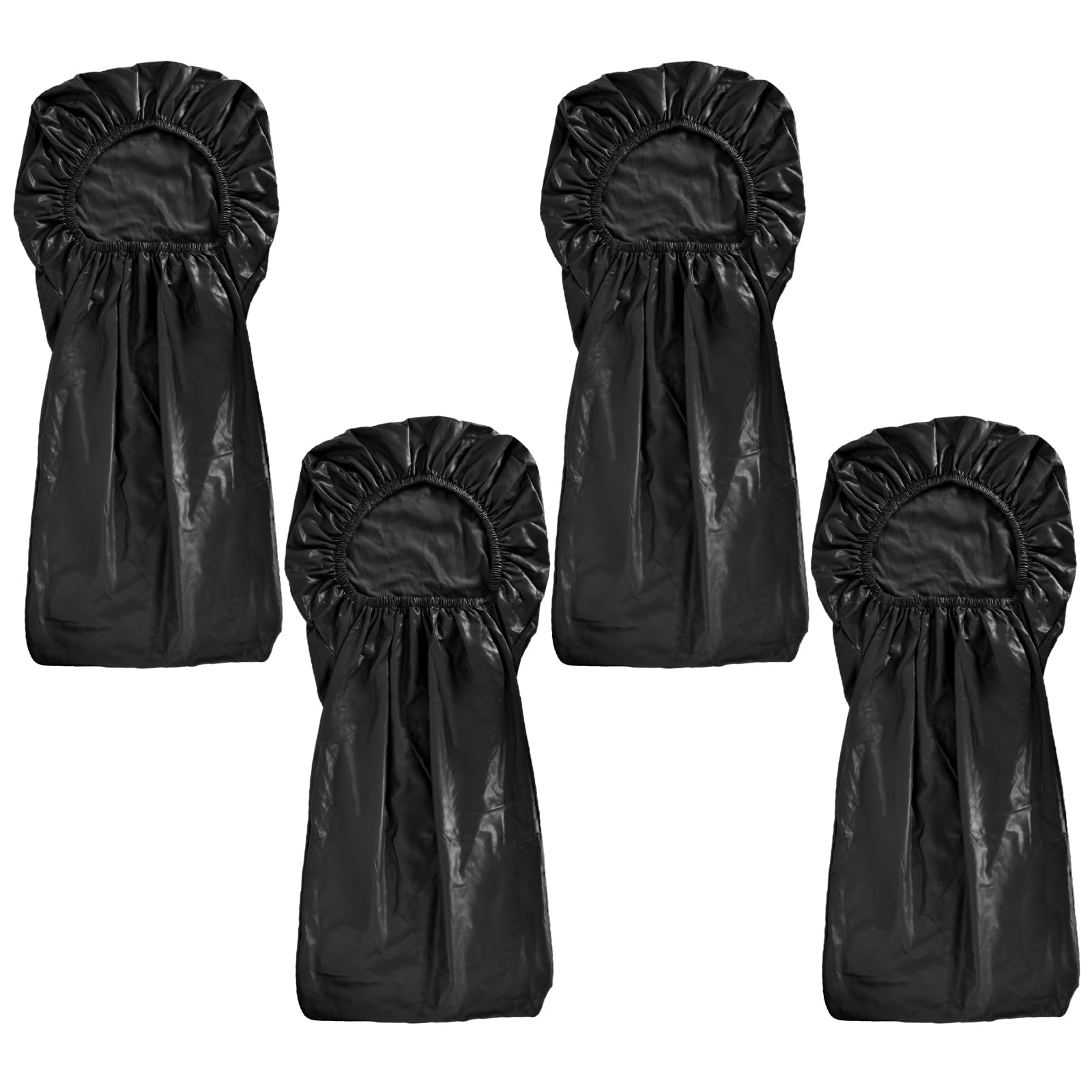 Lot de 4 Housse de Chaise Extensible, Simili Cuir Couverture Protecteur de Chaise Salle a Manger Amovible pour Hôtel Salle à Manger Cérémonie Banquet Fête de Mariage Décor (Noir)