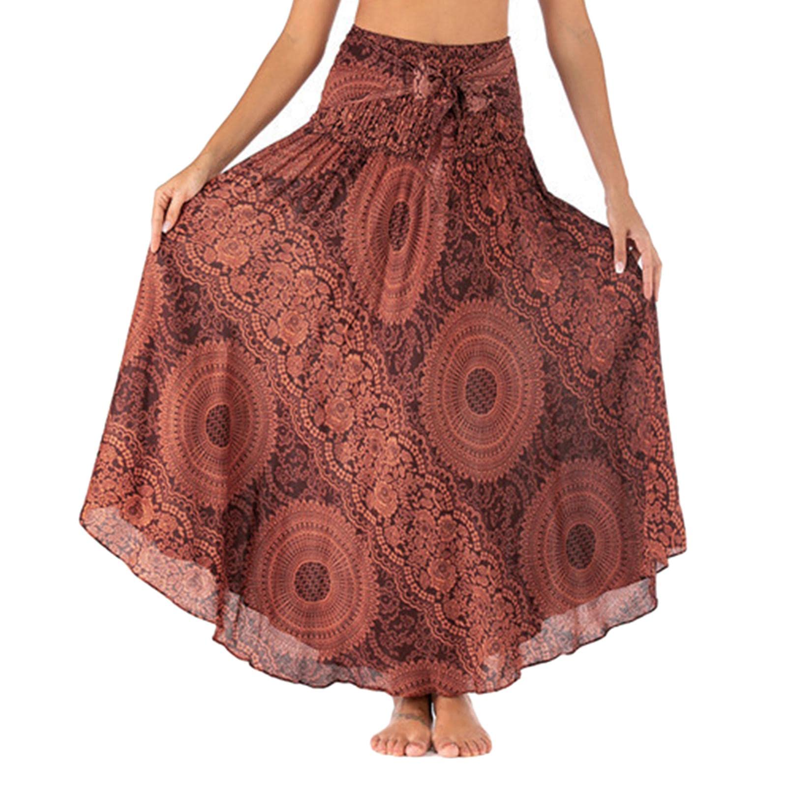 Fashion Women Skirts Bottom Skirt Costume Bohemian High Waist Clothing orange-image-41