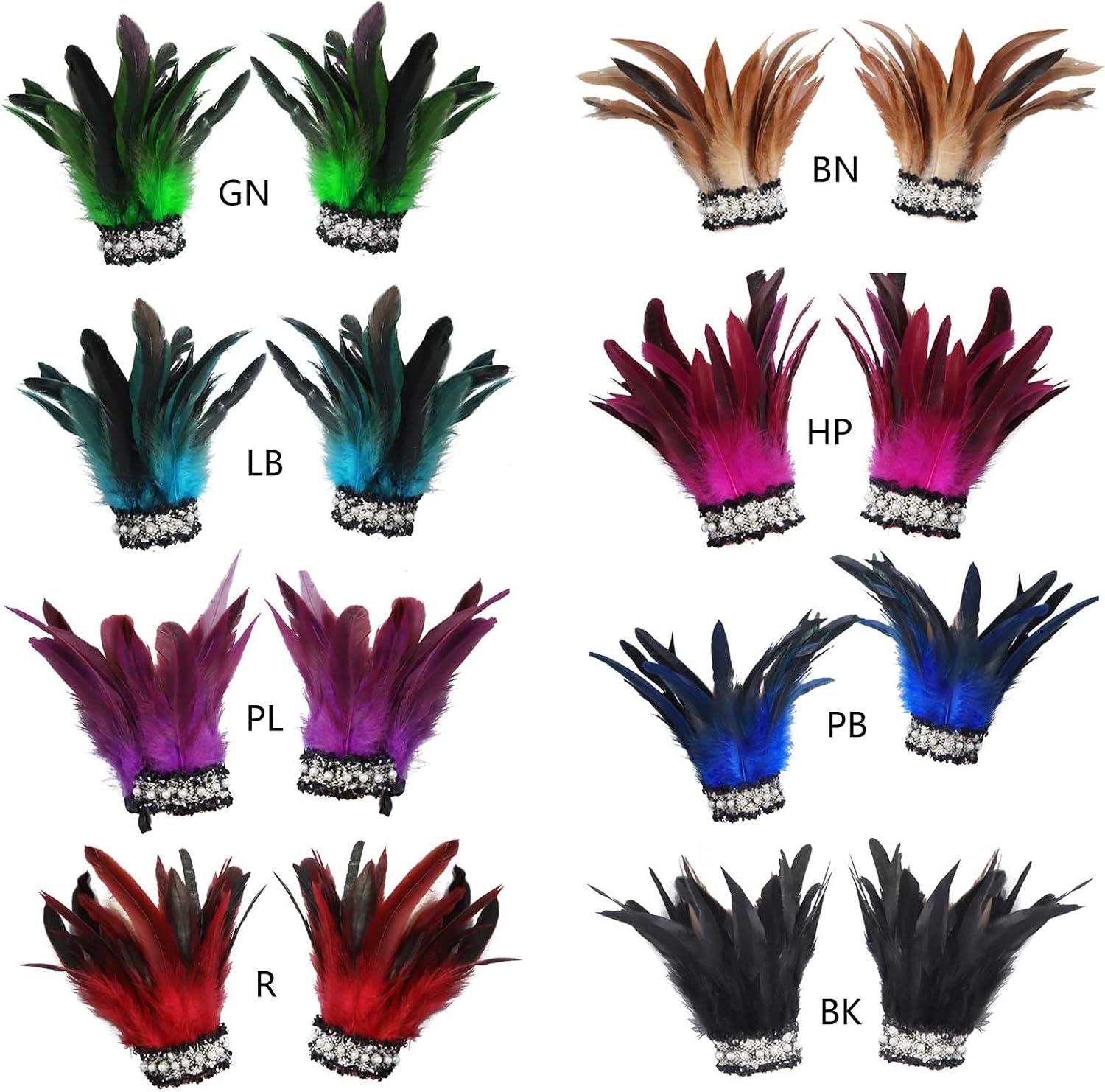 Punk Gothic Gloves Feather Wrist Cuff Stage Show Showgirl Natural Dyed Rooster Arm Warmer Party Cosplay Costume Bracelets