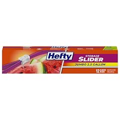 Hefty Slider Jumbo Storage Bags 2 5 Gallon Size 12 Count