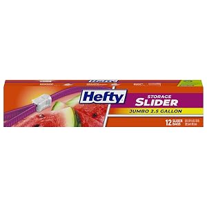 Hefty Slider Jumbo Storage Bags 2 5 Gallon Size 12 Count