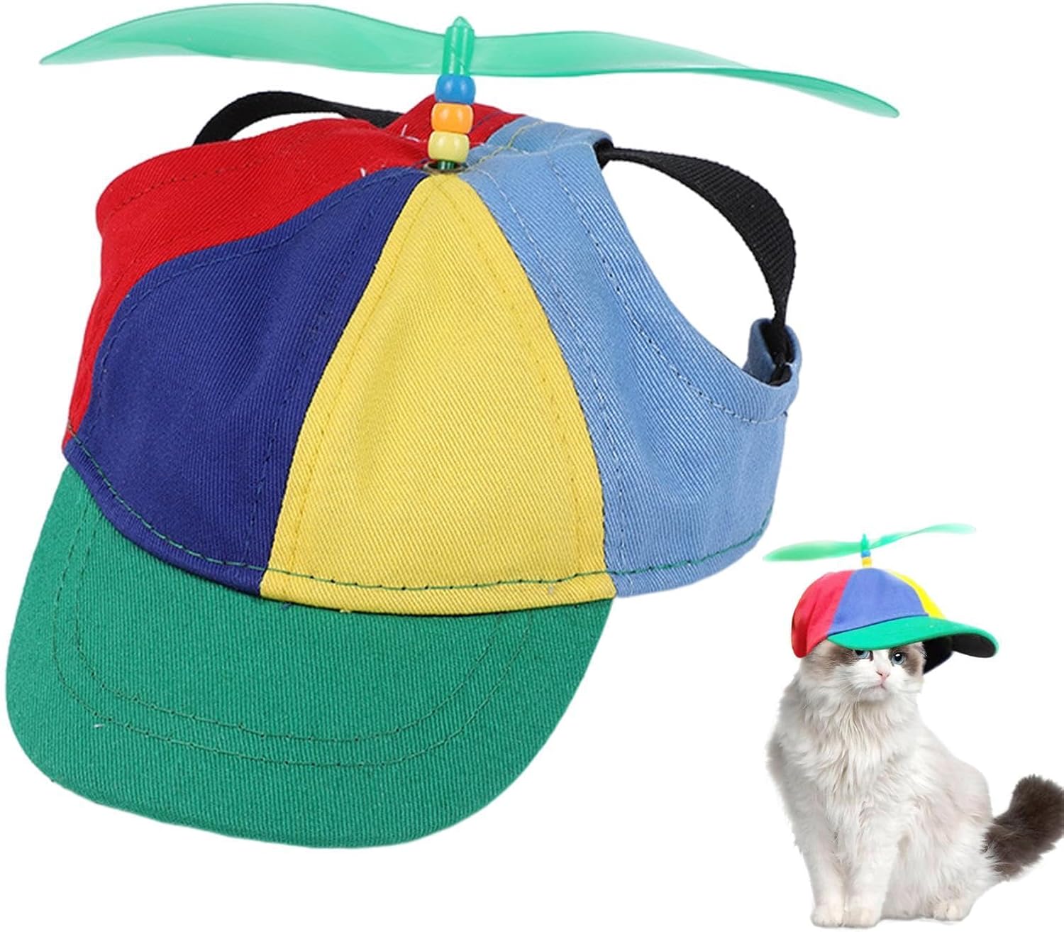 Dog Propeller Hat, Dog Baseball Caps Propeller Hat For Pets, Rainbow Helicopter Top Hat