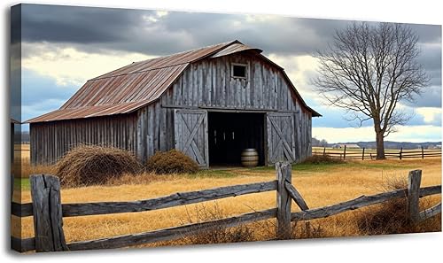 Miniatura 33 de 20"x 40" Canvas Wall Art Rustic Farmhouse Vintage Barn Country Field Landscape Acrylic Paint Framed Pictures Painting Prints Large Wall Art for