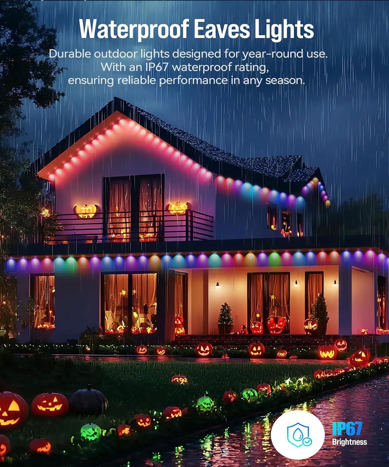 Permanent Outdoor Lights for House, 300ft Smart RGB Eaves Lights App Control Remote, DIY IP67 Waterproof Under Eave Lighting, Outside led Lights for House,Party,Christmas Decorations