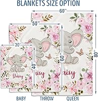 Vista 7 de MeMate Personalized Name Baby Blanket - Custom Blanket with Name for Baby - Personalized Baby Blanket for Girls - Floral Fleece Blanket for Baby