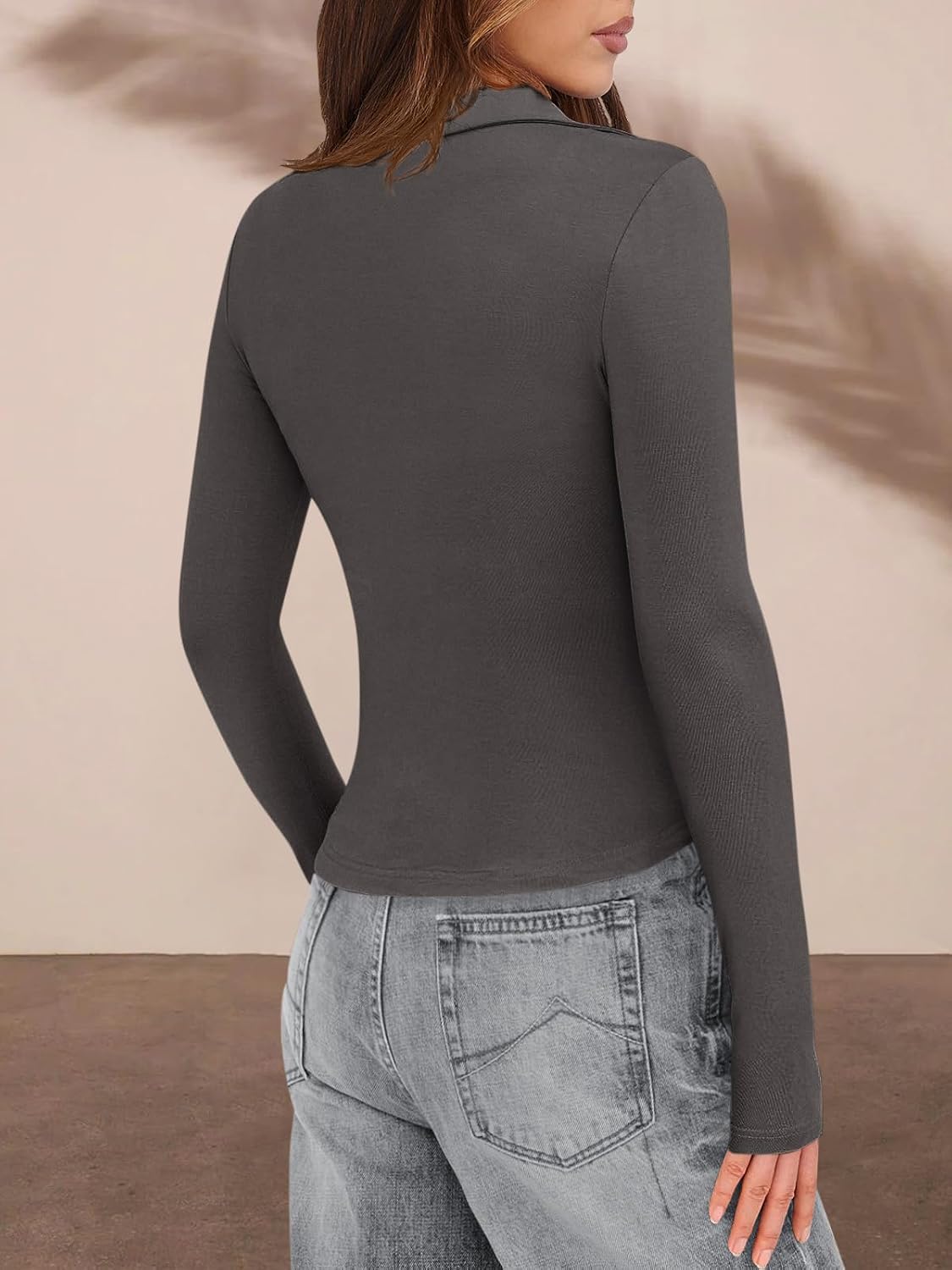 PRETTYGARDEN Womens Button Down Shirts V Neck Collared Ruched Slim Fit Long Sleeve Shirt Casual Spring Fashion Ladies Tops - Image 4