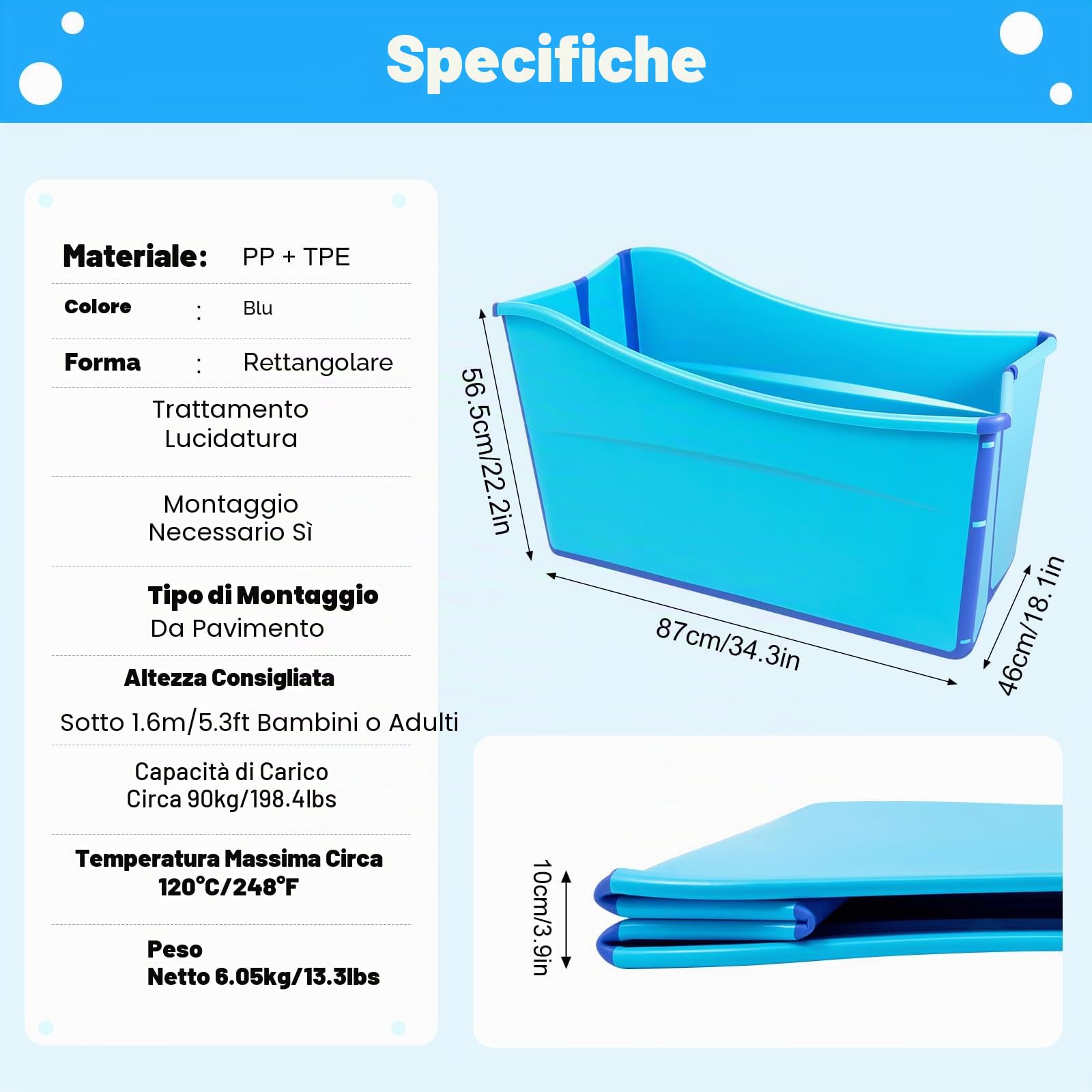 Vasca da bagno pieghevole 100cm mobile blu sauna adulto vasca da bagno pieghevole massaggio portatile e mobile Per Neonati E Adulti Bagno Familiare Spa