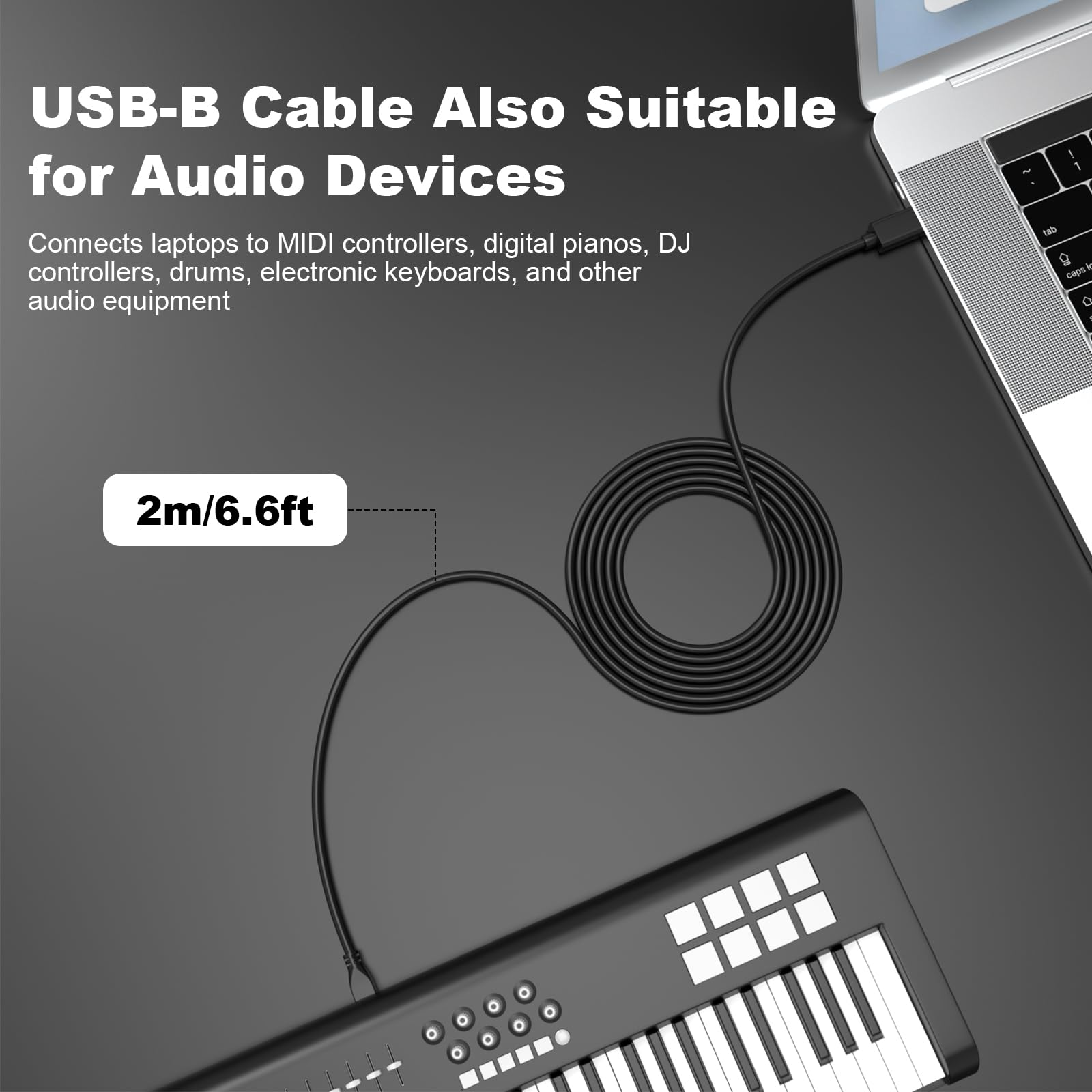 USB-Typ-C-auf-B-Kabel, Druckerkabel, kompatibel mit Epson EcoTank ET-2400, ET-2800, ET-2803, ET-2850, ET-4800, ET-15000, Workforce Pro WF-7840, WF-7820, WF-4830, WF-4820 für PC, MacBook (1,8 m