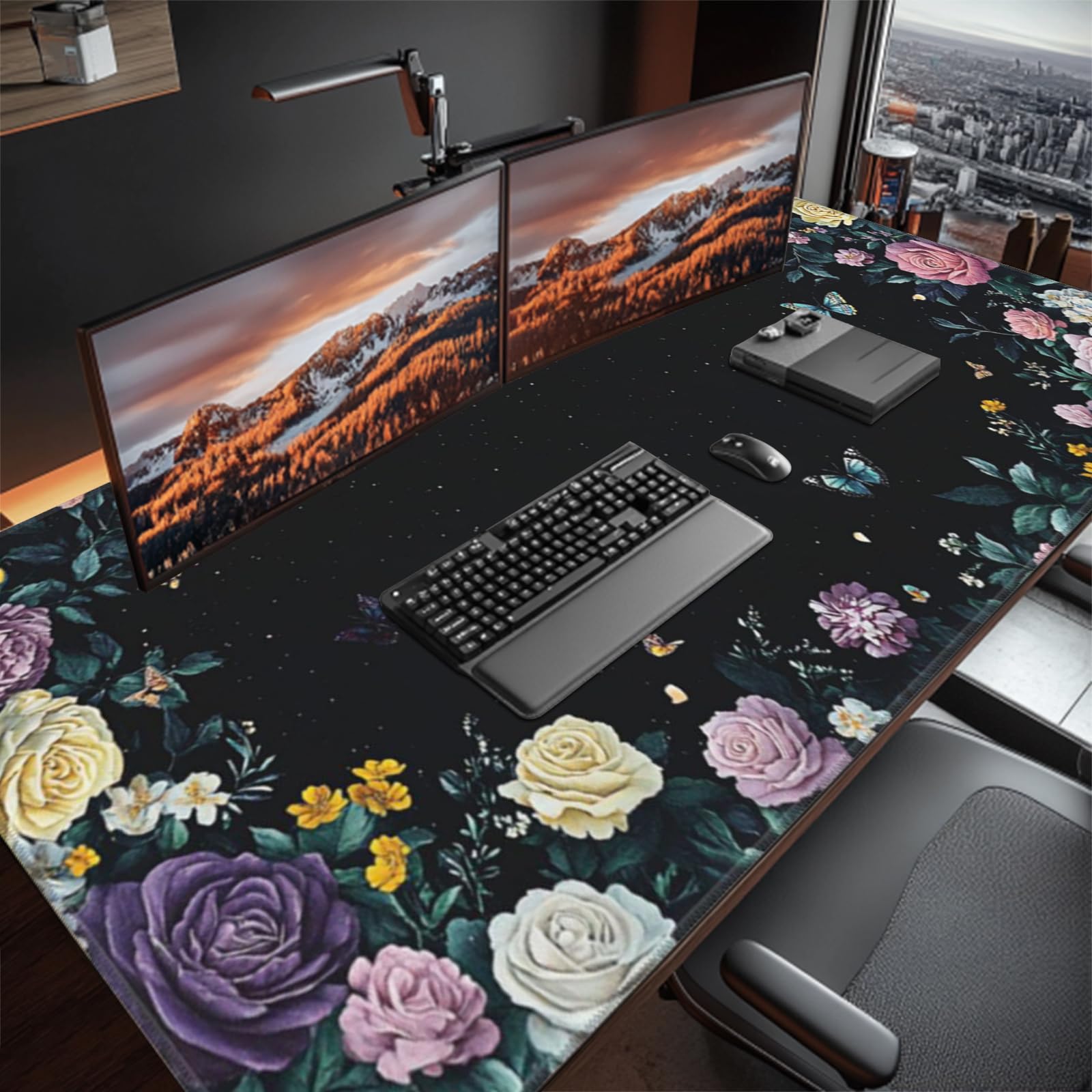 Alfombrilla de mouse para juegos y oficina, 48 x 24 pulgadas, extendida, 3XL, con bordes cosidos, base de goma antideslizante, alfombrilla de mouse gigante para laptop, teclado, PC, protector