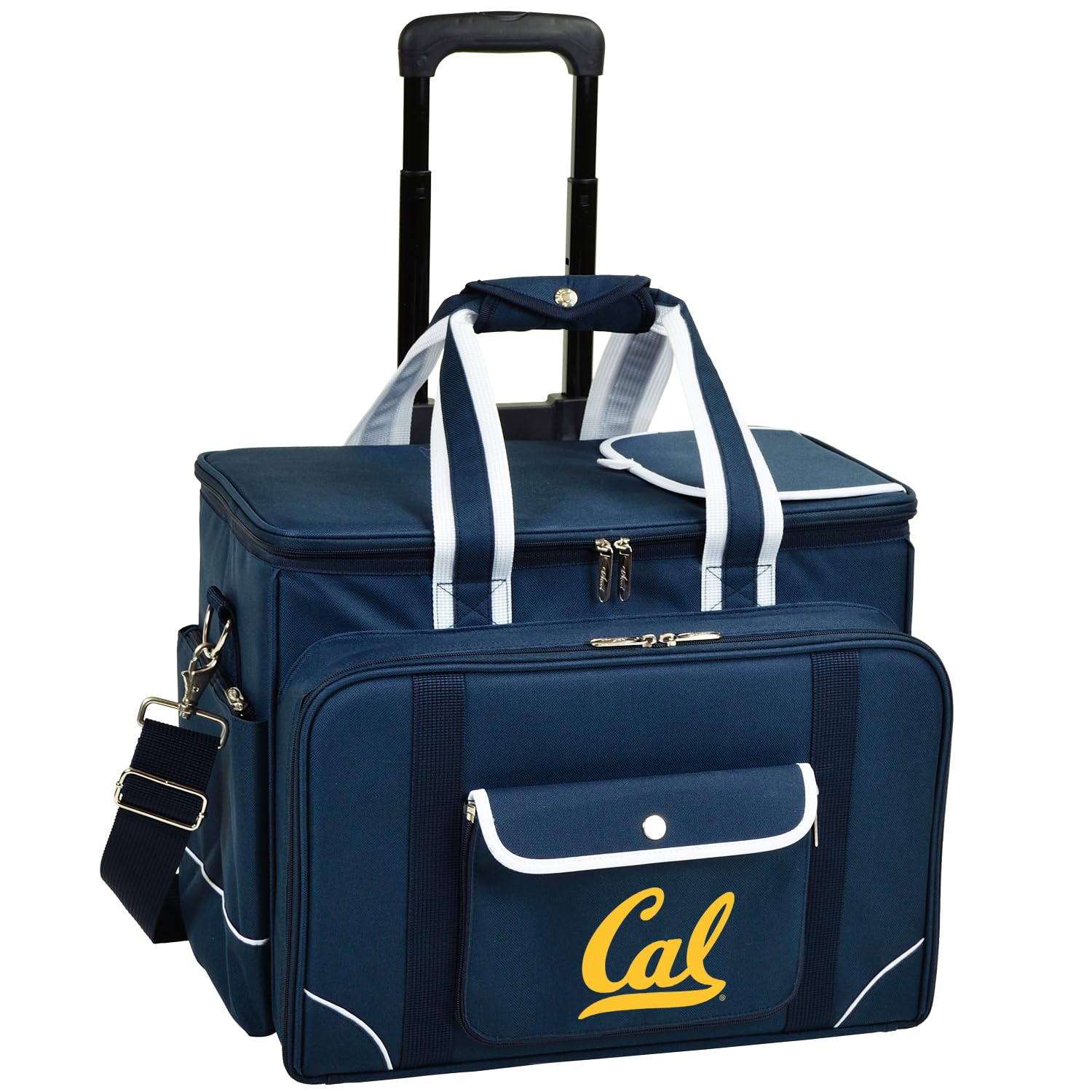 California Berkeley University Licensed Golden Bears Original Insulated Picnic Cooler on Wheels with Service for 4- Designed & Assembled in The USA