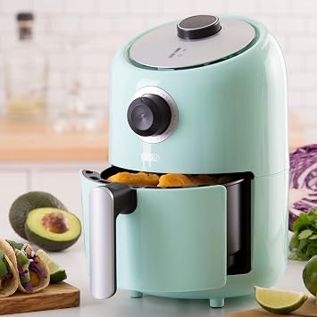 Dash Compact Air Fryer - Healthy Cooking with Auto Shut-Off Feature, Adjustable Temperature Control & Nonstick Fry Basket - Has AirCrisp Technology - 2 Quart - Aqua