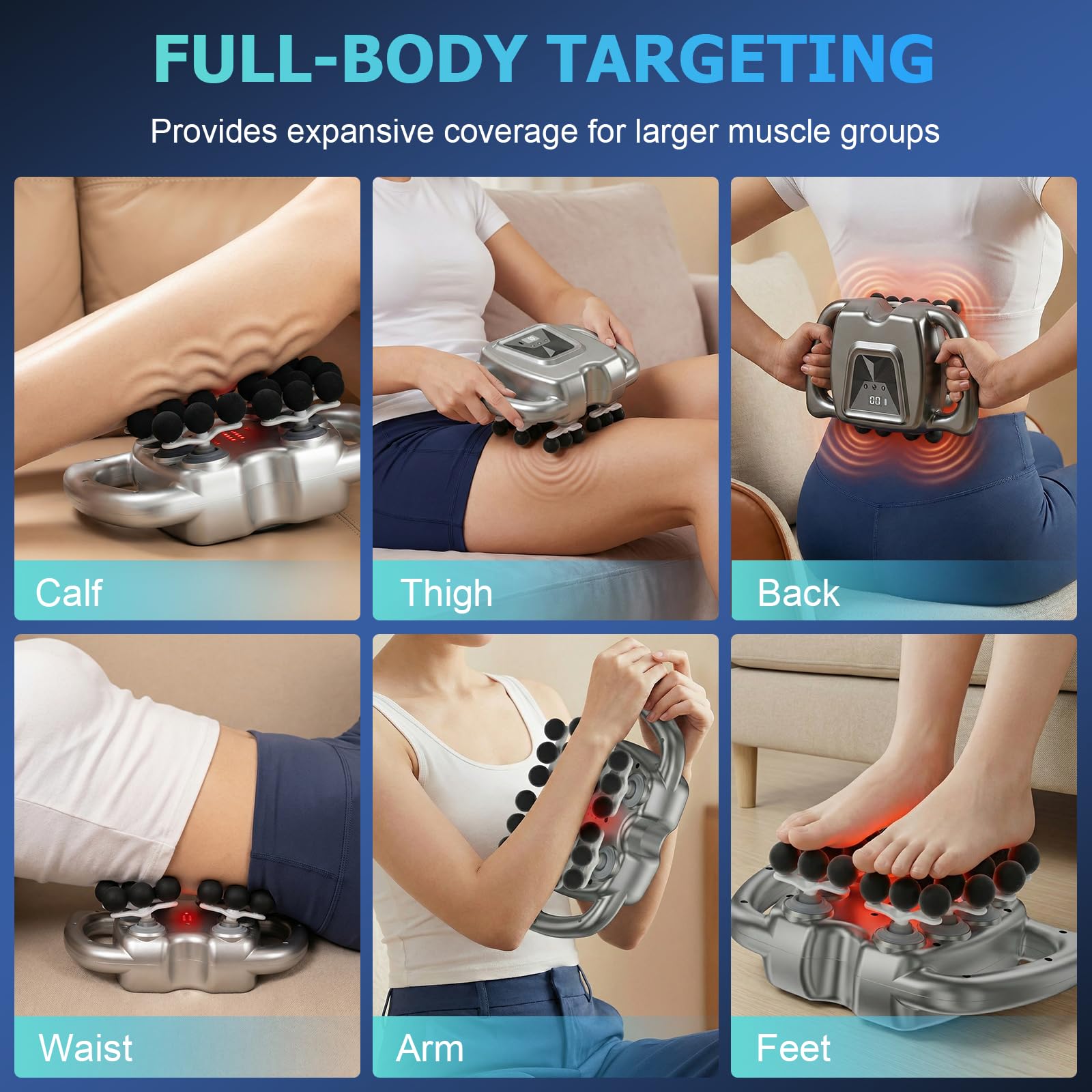 COSYBEE Pistolet de massage à 24 têtes, 9 modes, 99 vitesses, masseur des tissus profonds, percussion silencieuse pour la récupération musculaire du cou, du dos, des jambes et le soulagement de la