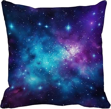 Leaveland Night Glow Star 18x18 Inch Throw Pillow Cover Luminous in Dark Cosmic Galaxy Starry Sky Decorative Cushion Case Glowing Fluorescent Universe Space Nebula Home Room Decor Kid Gift Pillowcase