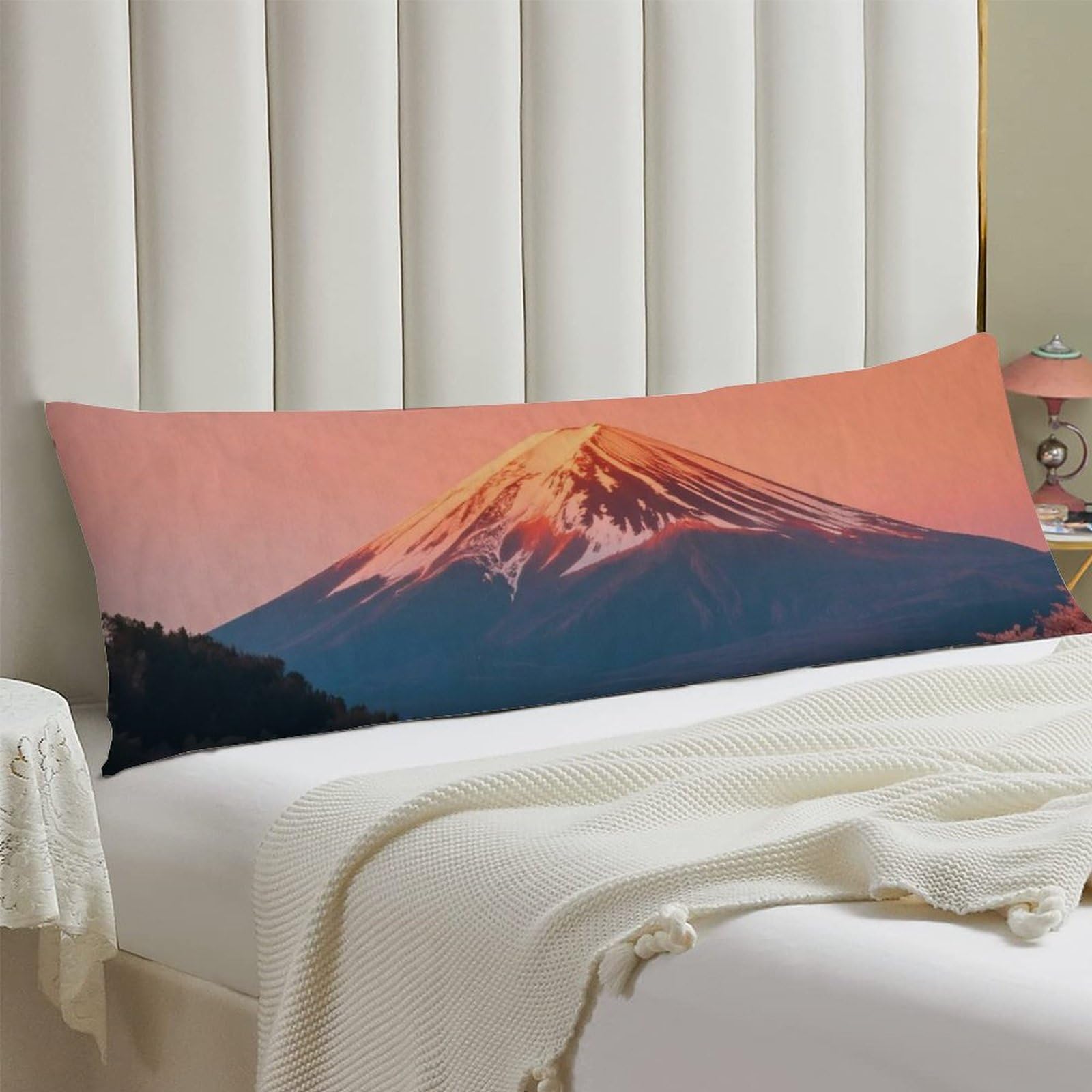 Body Pillow Cover 20x54 Long Pillow Case with Invisible Zipper Breathable Microfiber Sunset Fuji Reflection Pillowcase Soft Cozy Protector for Bedroom Couch Sofa Bed Home Decor All Seasons