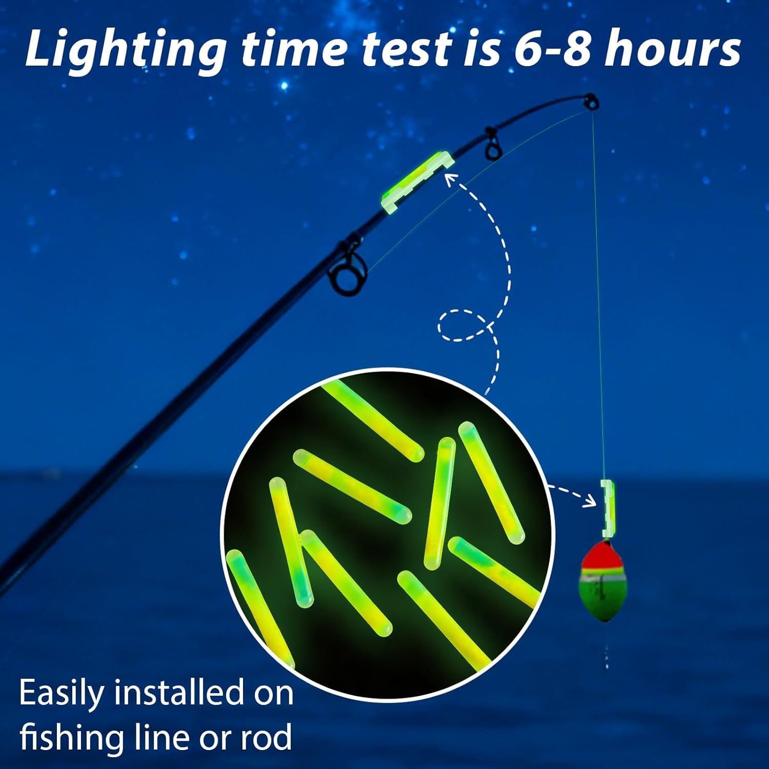 party greeting 200PCS Fishing Glow Sticks Rod Tip Mini Green Glow Sticks Fishing Pole Glow Sticks Bulk Fishing Float Accessories for Night Fishing with 40 PCS Attachments Clip