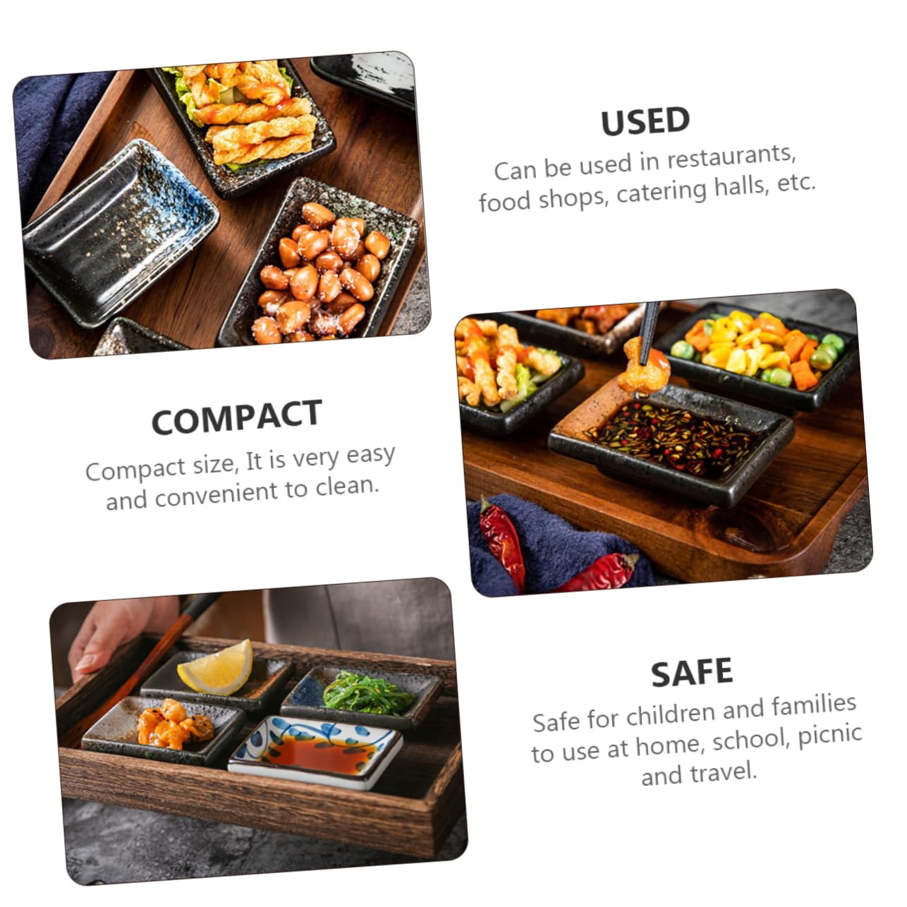 STOBAZA 4Pcs Japanese Style Sauce Dishes Compact Seasoning Bowls for Dipping Sauces for Restaurants and Home Use Retro Design for Soy Sauce and Mustard