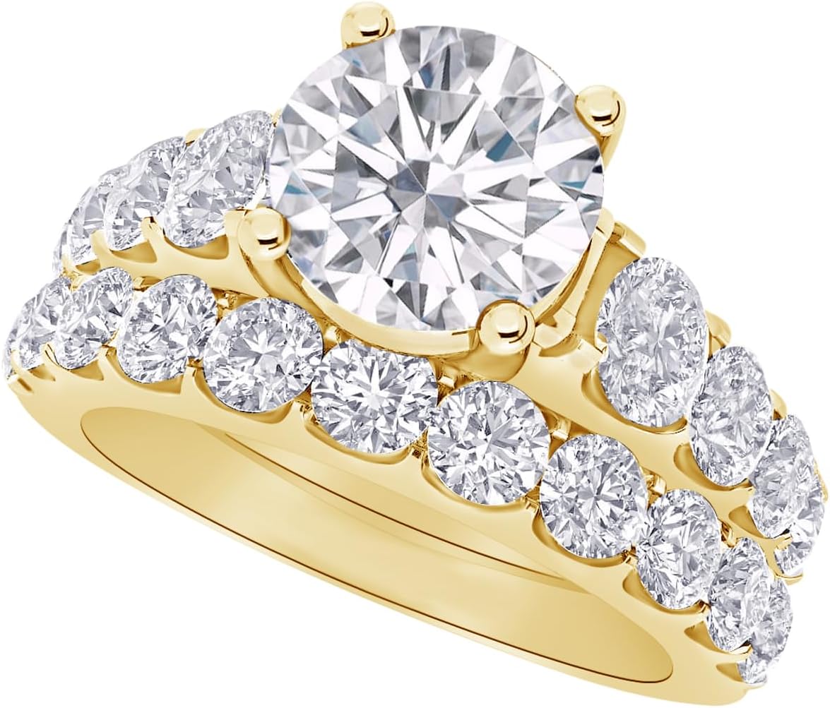 Houston Diamond District 1 to 8 Carat (ctw) Round Cut LAB GROWN Diamond Wedding Bridal Set (Color H-I Clarity VS1-VS2)