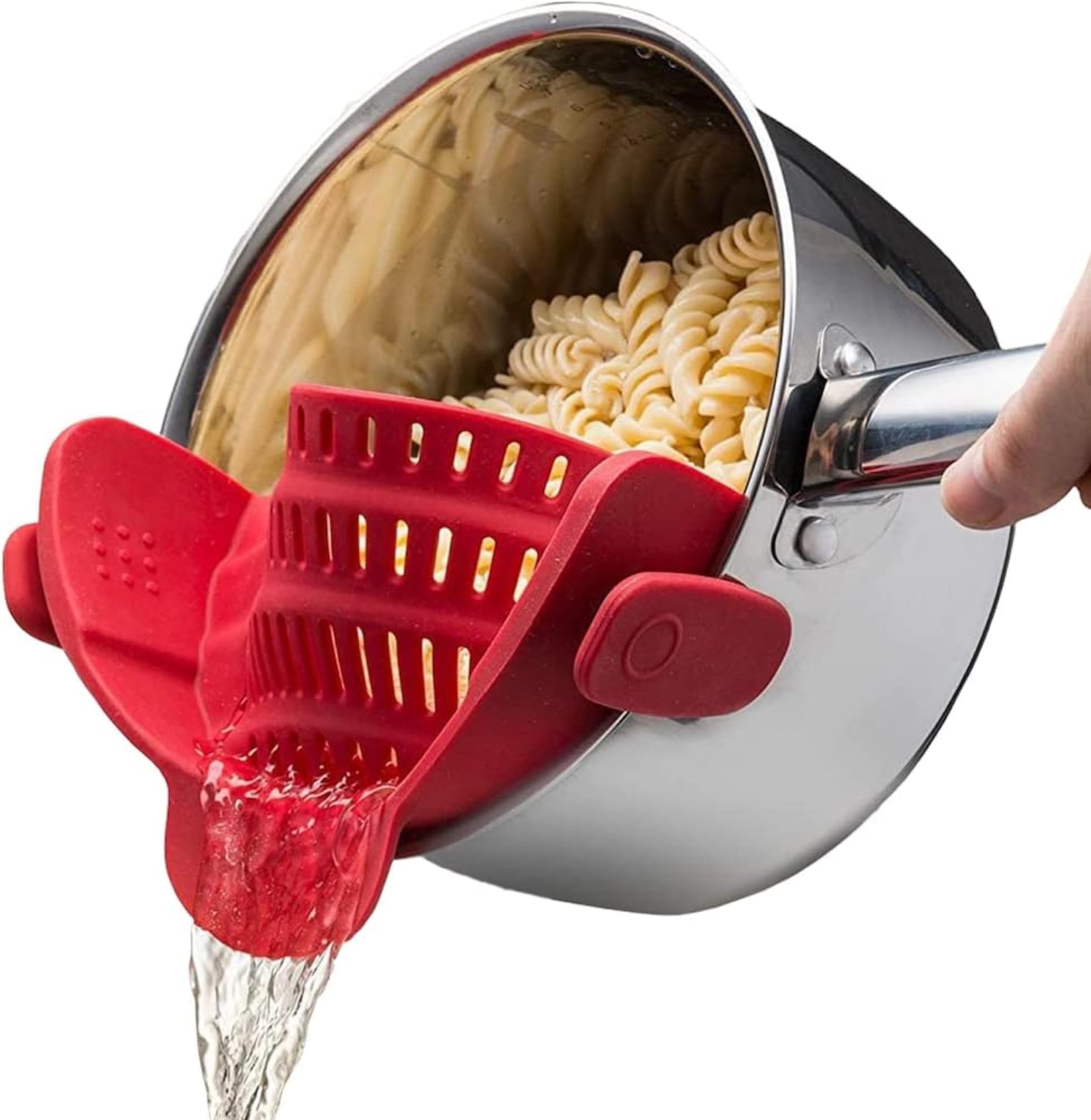 Kitchen Gizmo Snap N Strain Silicone Pot Strainer - Adjustable Clip-On Pasta ...