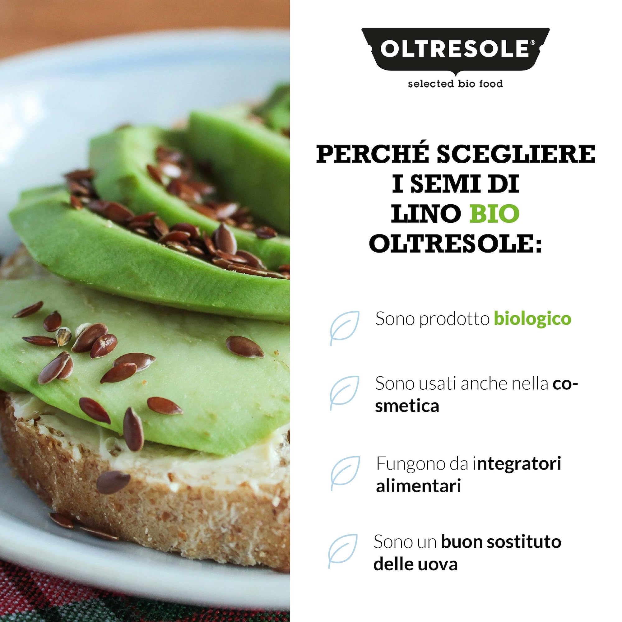 Oltresole, Semi di Lino Biologici 3 kg, Semi Oleosi Crudi, Interi e Scuri, Ricchi di Minerali e Fibre, Ideali per Ricette Sane e Bilanciate, Fonte di Omega-3 e Antiossidanti, 100% Naturali