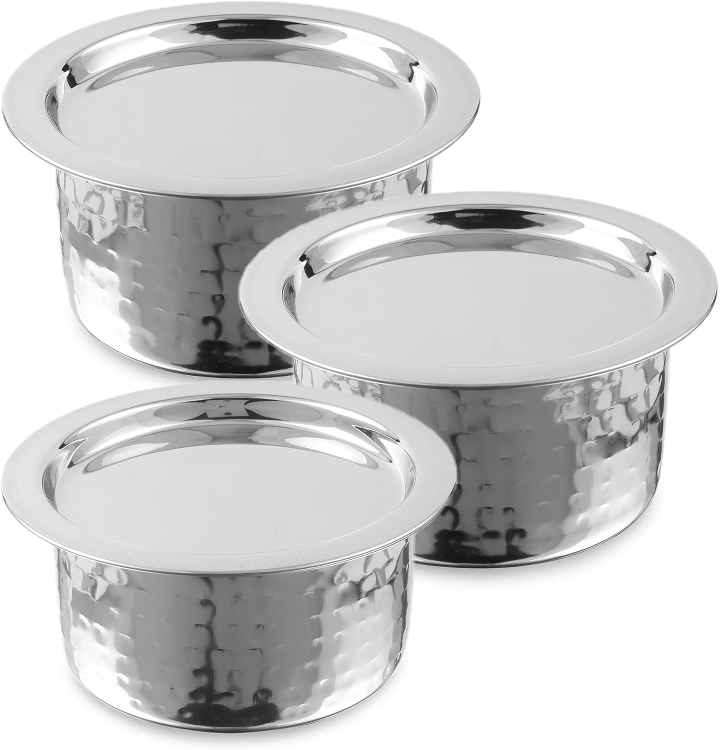 CRAFTONE 3-Piece Hammered Stainless Steel Pot Set | Durable & Versatile Cookware CRAFTONE 3-Piece Hammered Stainless Steel Pot Set | Durable & Versatile Cookware