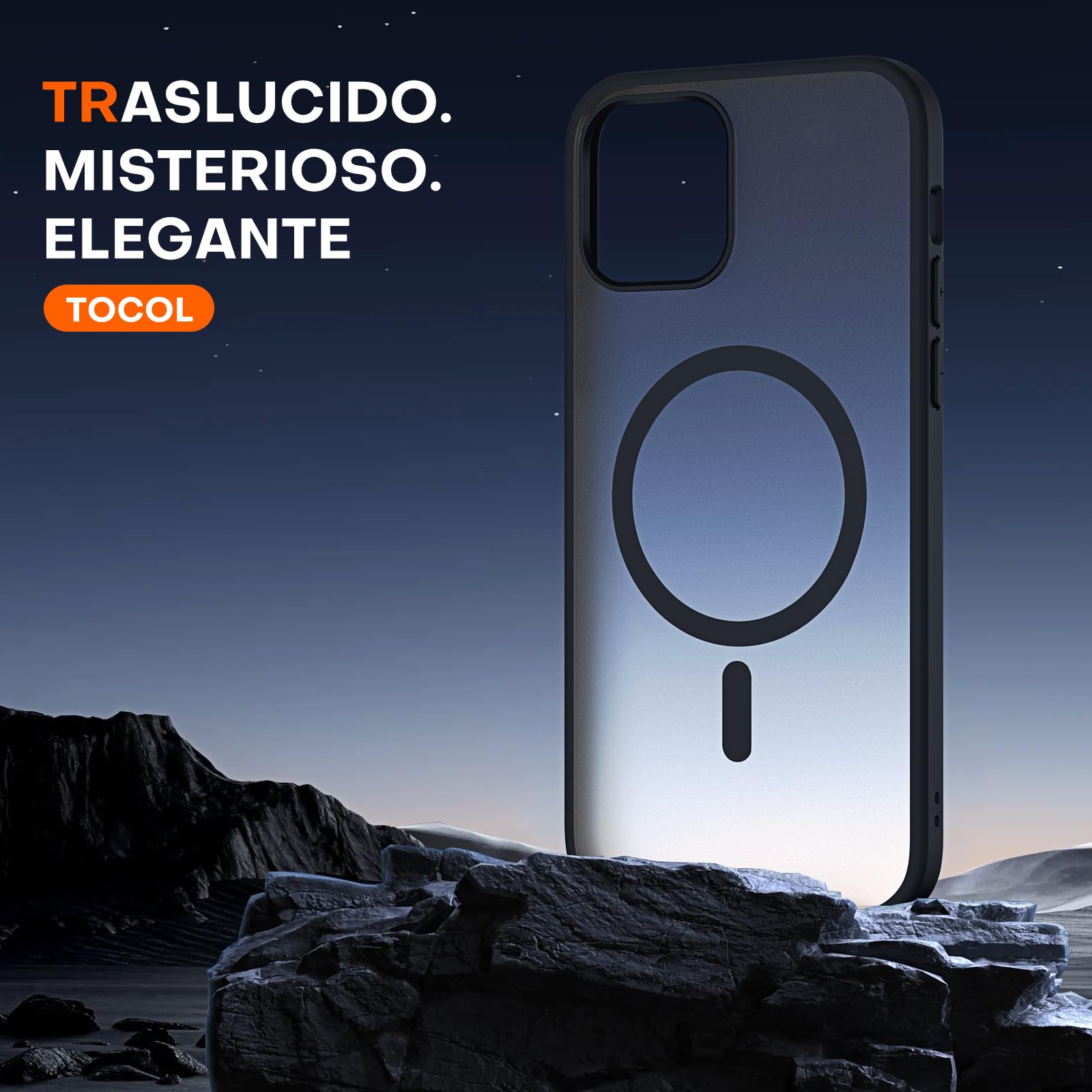 TOCOL Cover Magnetica per iPhone 12 Pro 6,1 Pollic, Compatibile con MagSafe, Custodia Antiurto Traslucida Opaca, Nero