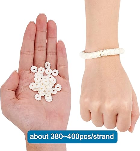 Miniatura 4 de Elecrelive Aproximadamente 380400 cuentas espaciadoras redondas planas de arcilla polimérica de 0.315in hechas a mano con disco Rondelle Heishi para