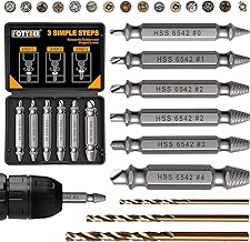 9 PCS Damaged Screw Extractor Set, 6 PCS HSS 6542 Screw Removal Tool and 3 PCS Twist Drill Bit, Screw Remover and Extractor Bit Set for Damaged Broken Stripped Screws