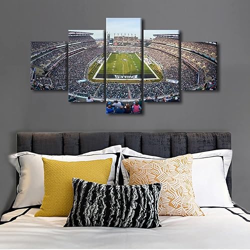 Vista 518 de Cuadros de estadios deportivos de fútbol americano de Minnesota, cuadros de vikingos, 5 paneles, lienzo para pared, arte de pared del estadio
