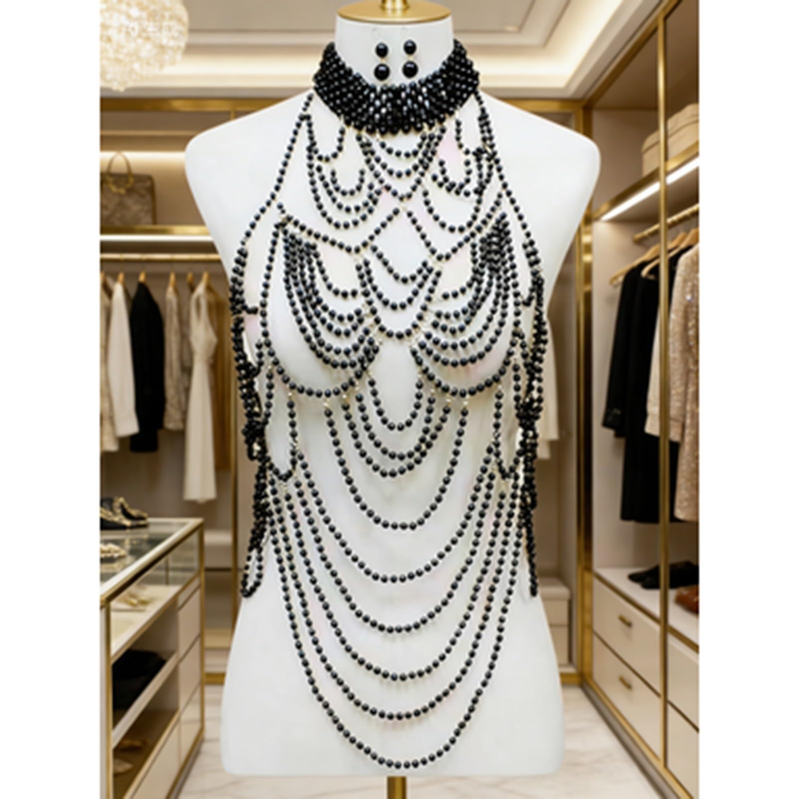 Perlen Schulterketten Braut Hochzeit Boho Mehrlagige Arm Kette Körperschmuck
