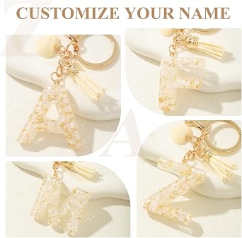 Fmeida Initial Keychains for Women, White Personalized Cute Heart Keyring