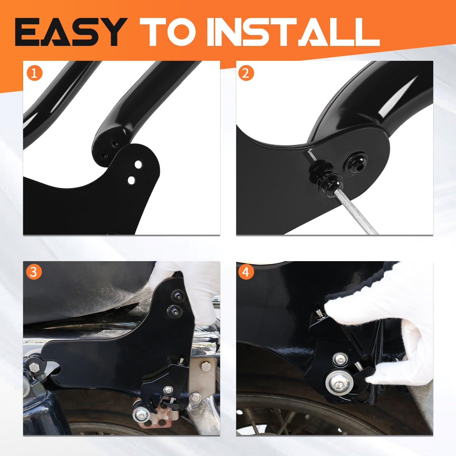 AUFER Motorcyle Rear Passenger Backrest Sissy Bar With Locked Rotary Latches Clips Compatible With For Harley Touring Road King Electra Glide Street Glide Road Glide 1997-2008 Sissy Bar Backrest
