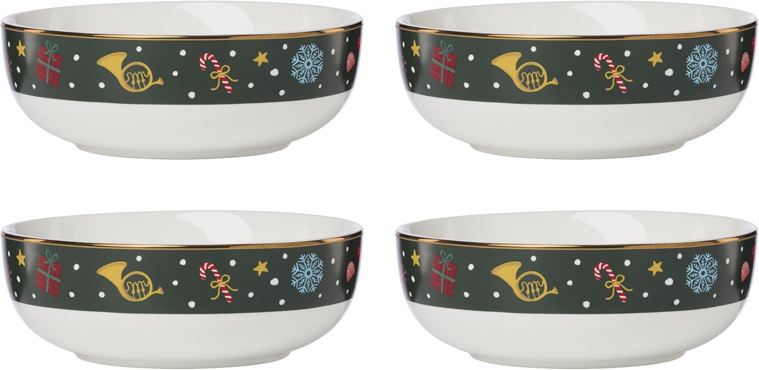 Lenox 898403 Nutcracker Ballet All Purpose Bowls, Service For 4, Christmas Dishes, Dinnerware Set, Holiday