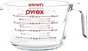 Pyrex SYNCHKG039125 4 Measuring Cup, Clear with Red Graphics