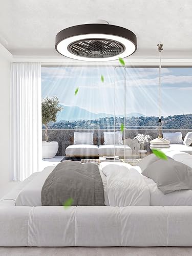 Miniatura 7 de LEDIARY Ventiladores de techo de perfil bajo de 20 pulgadas con luces, ventilador de techo LED sin aspas, ventilador de techo empotrado con control