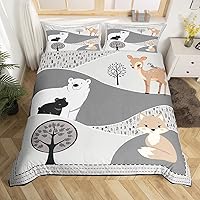 Vista 10 de Juego de funda de edredón de animales lindos, tamaño King, funda de edredón con 2 fundas de almohada, diseño de pingüino y ballena ártica con 2