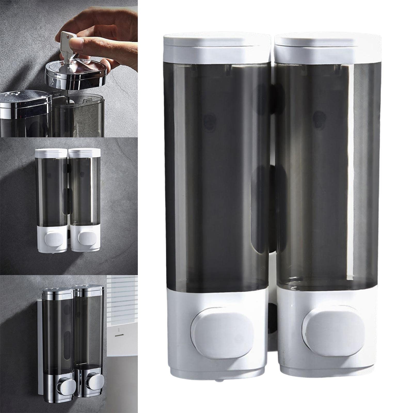 Dispensador de Jabón de Pared con Depósito Recargable Y Ventana Visible Bomba Manual Plástica Resistente para Baño Cocina Oficina Restaurante Escuela