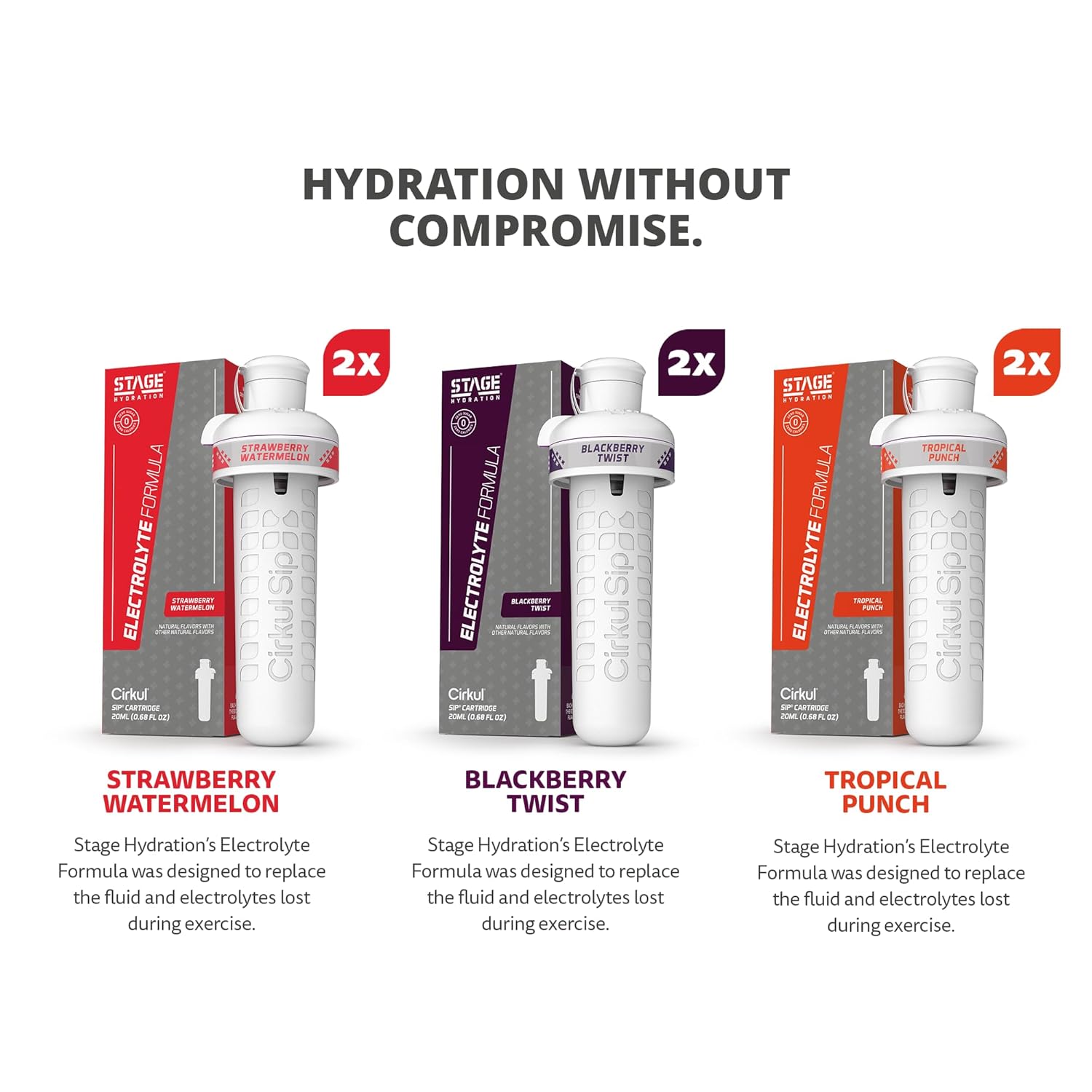 Cirkul Stage Electrolytes and Stevia Flavor Water Variety Pack, Makes 36 Drinks, No Sugar, Zero Calorie Drink Mix, (2 Strawberry Watermelon, 2 Tropical Punch, 2 Blackberry Twist) - Image 3