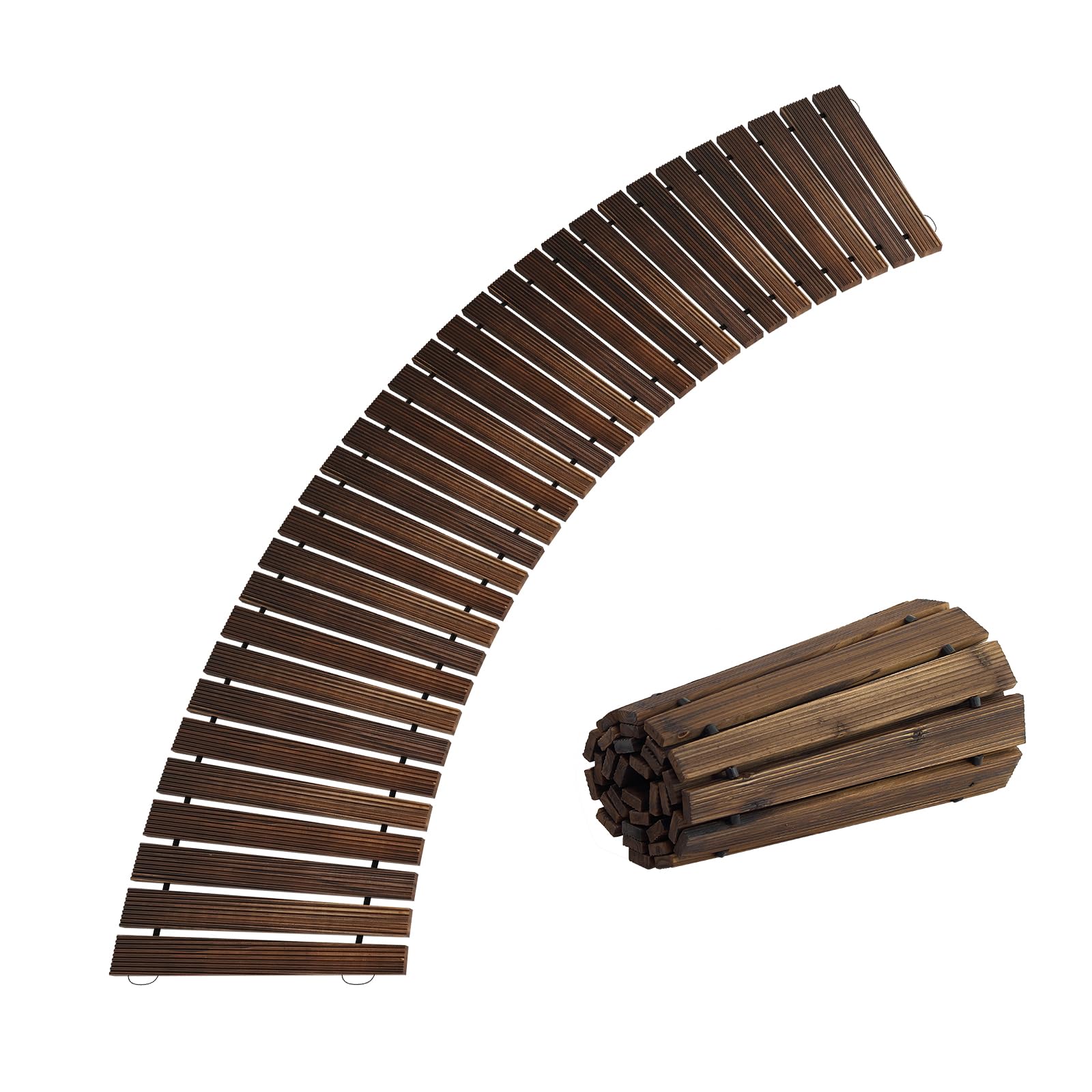 Photo 1 of 6FT Curved Wooden Garden Pathway Walkway Outdoor Roll Out Decorative Garden Non-Slip Patio Path Decorative Boardwalk Outdoor Road Floor for Backyard Beach Wedding Party