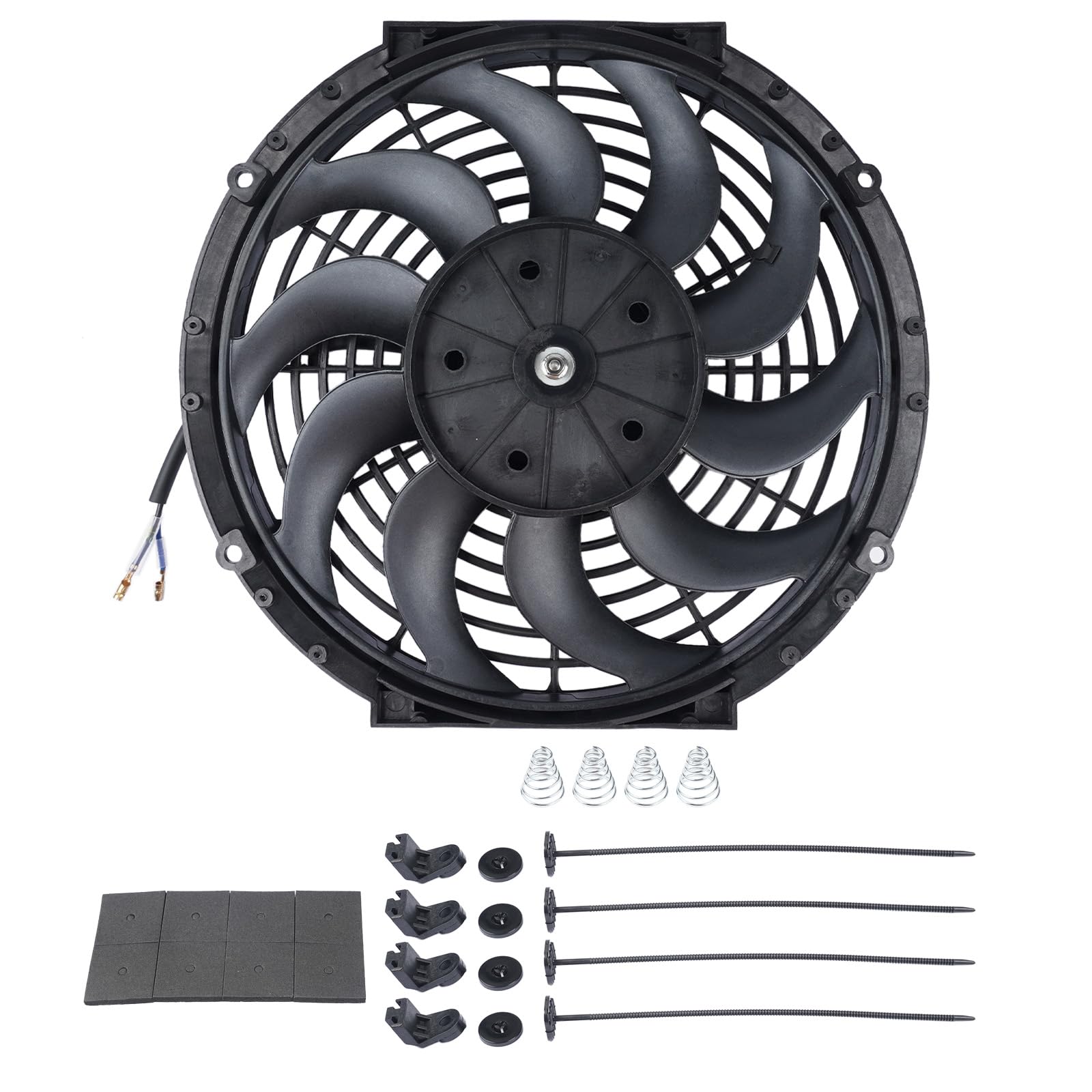 12 Zoll 12V 80W Universal Elektrolüfter Motorlüfter Kühlerlüfter with10 Blades PKW-Montagezubehör für Auto KFZ LKW Hopzty