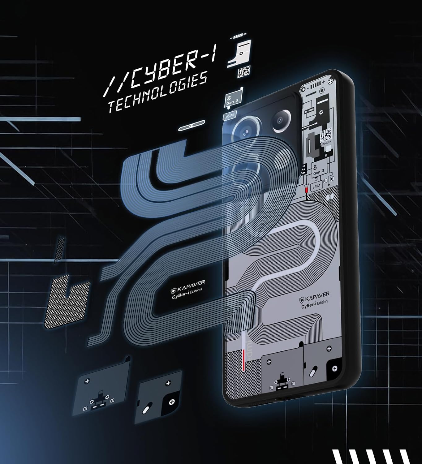 KAPAVER Cyber-i Edition Back Cover Case Compatible with Redmi Note 13 Pro (PC+TPU) (Cyber-i Black) KAPAVER Cyber-i Edition Back Cover Case Compatible with Redmi Note 13 Pro (PC+TPU) (Cyber-i Black)