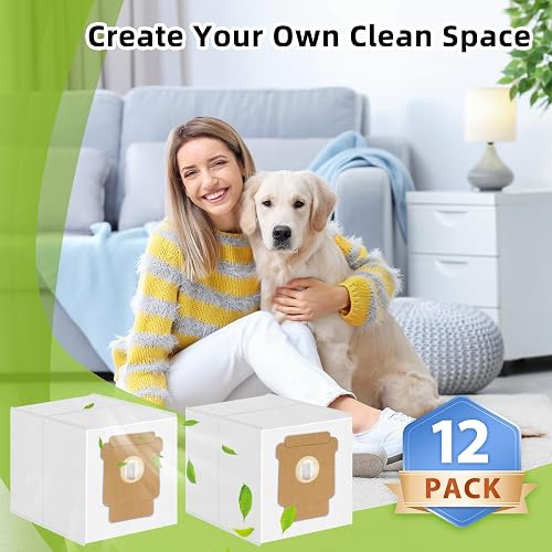 Pack of 12 Vacuum Cleaner Bags for iRobot Roomba Q0520, 104/105 Combo, Plus 405/504/505 Combo, Max 705 Vac Clean Base Suction Station, Combo Essential Series Robot Vacuum Cleaner Bags - 7