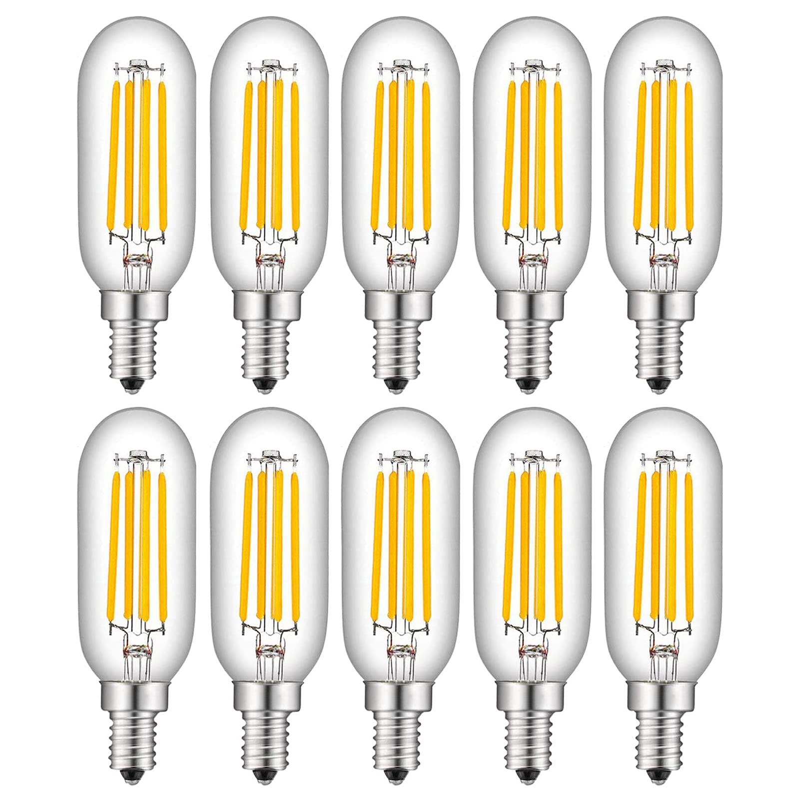 Paquete 10 bombillas LED candelabro 4 W, 6000 K, frío, E12, estilo Edison vintage, bombilla filamento tubular T25 vidrio transparente, bombillas LED no regulables iluminación decorativa