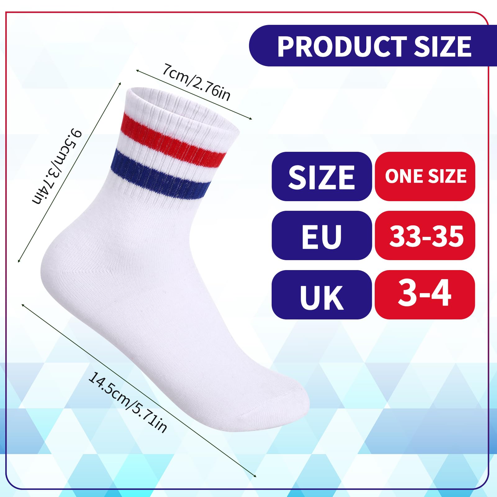 Zuimei 6 Pairs Boys Girls Socks Kids Sport Crew Socks Junior Cotton School Sports Sock, Striped Stretchy Athletic Sock for Girls and Boys 6-12 Years