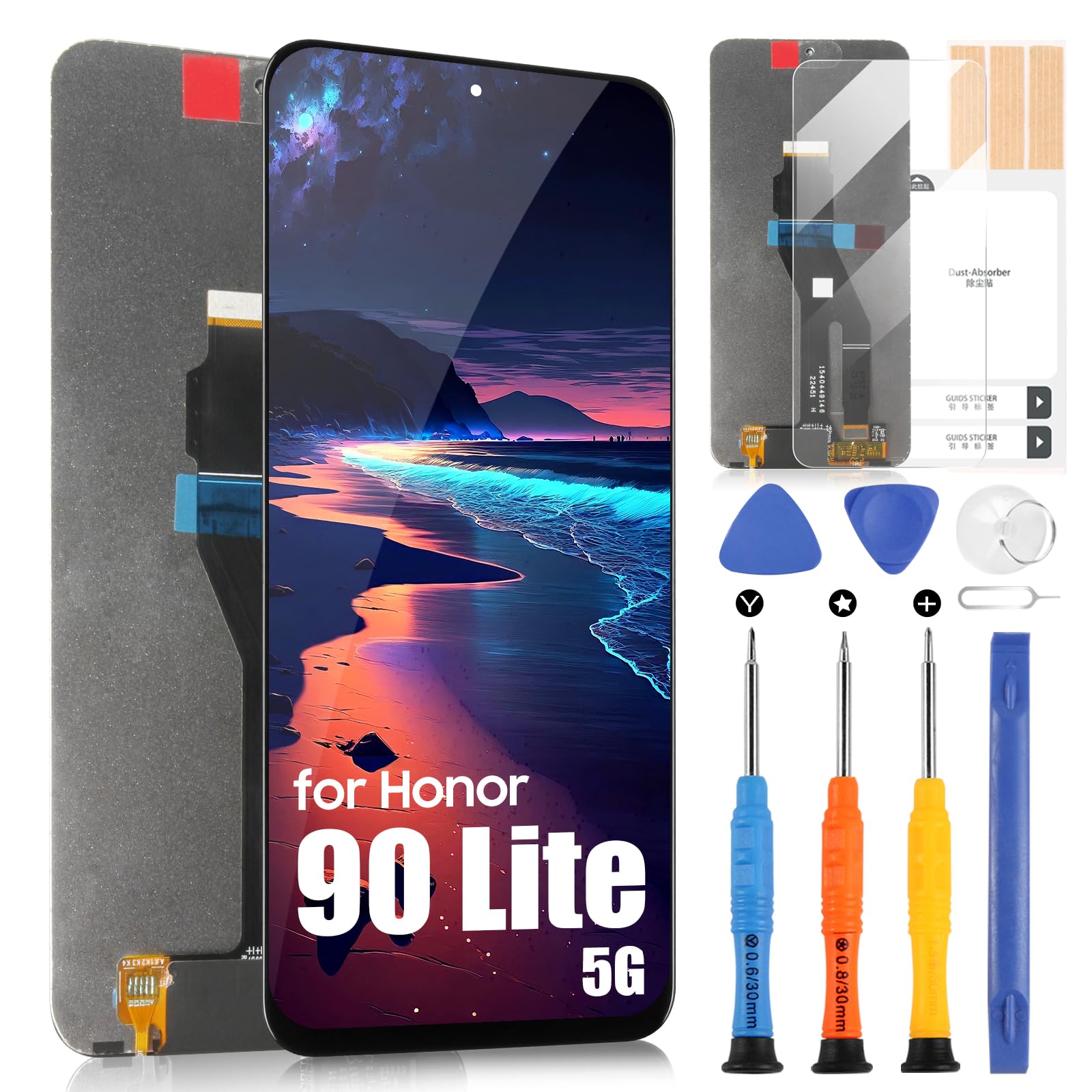 Schermo LCD per Honor 90 Lite, Display per Honor90 Lite 5G CRT-NX1, Touchscreen Digitazer Full Assembly Sostituzione Schermo con Riparazione Kit (6.7'', Nero)