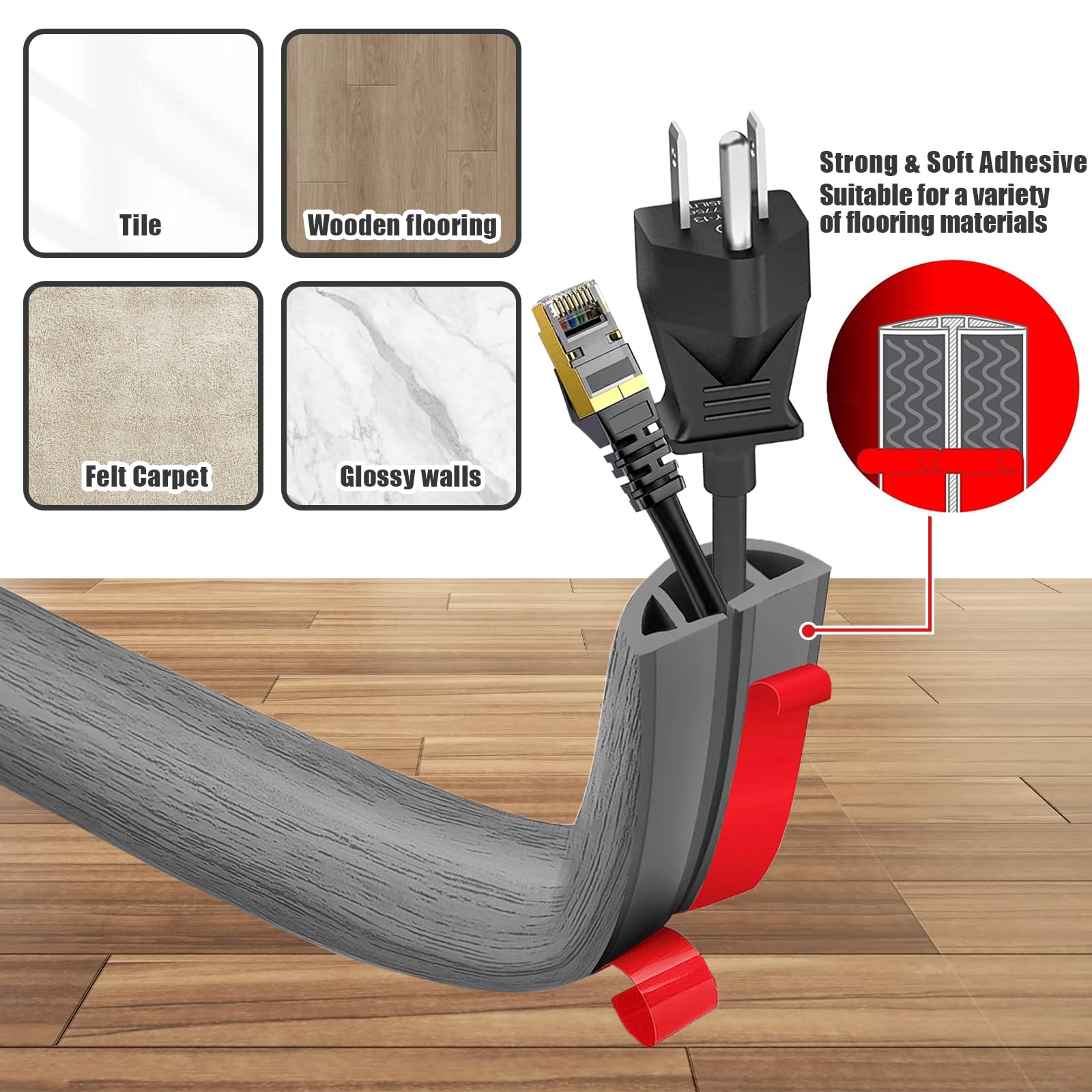 Canalina per cavi autoadesiva, 3 cm x 300 cm, flessibile in PVC, per tutti i cavi di alimentazione di casa, uffici, hotel, magazzini, ecc. Facile da tagliare