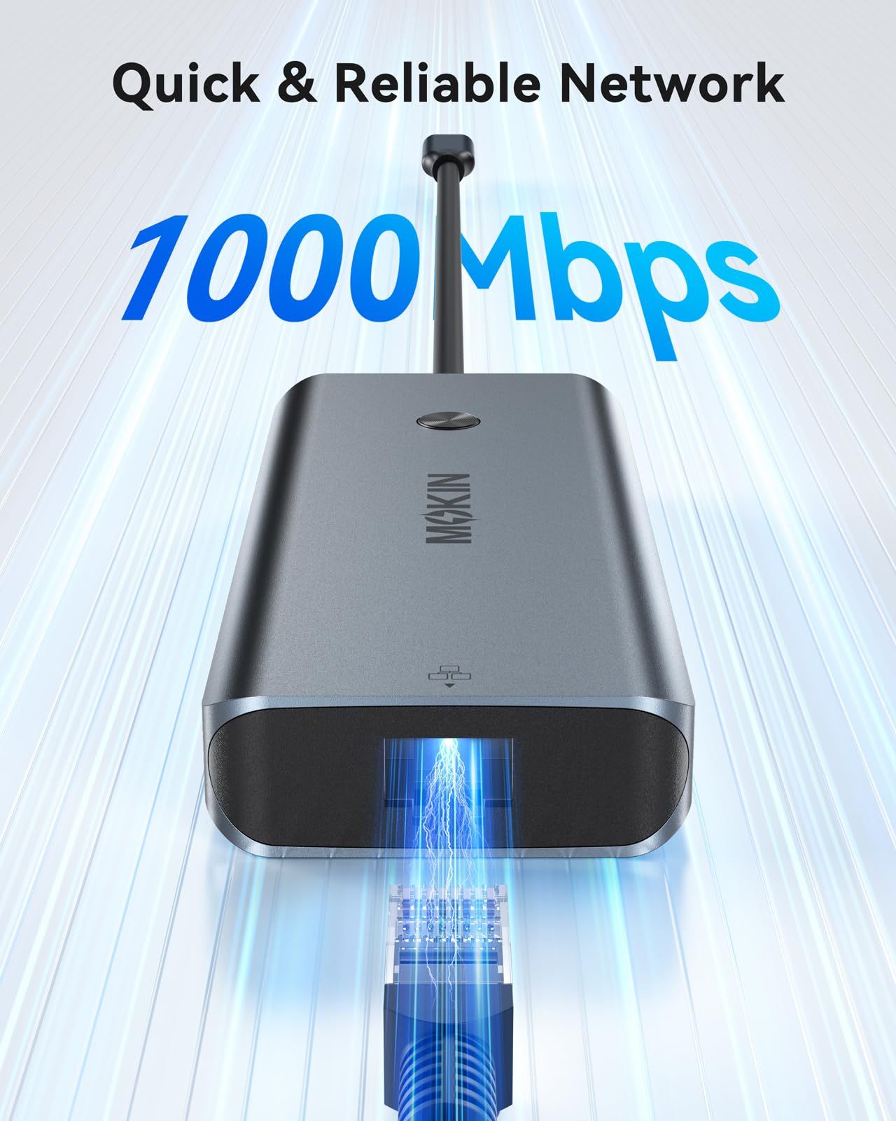 MOKIN Hub USB C Multiport 8 en 1 pour MacBook Pro/Air, Dongle avec 3 Ports USB 3.0, Adaptateur USB C vers HDMI,Ethernet RJ45, Charge Rapide PD 100W, Lecteur de Carte mémoire SD/TF